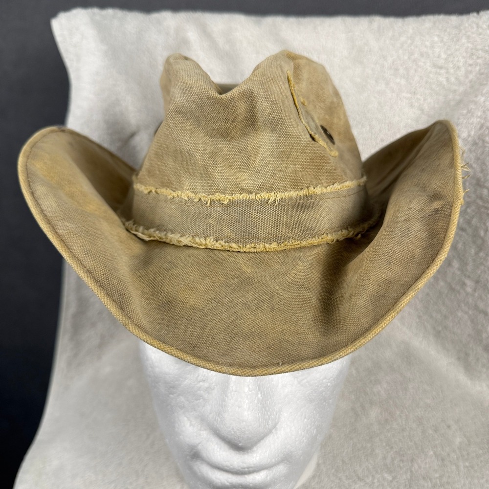 VTG Real Deal Brazil Tarp Hat Men S Tan Recycled Cargo Truck Canvas Safari Read!